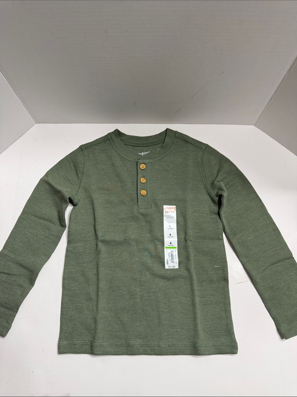 jumping beans Olive Green Waffle Henley Long Sleeve Top